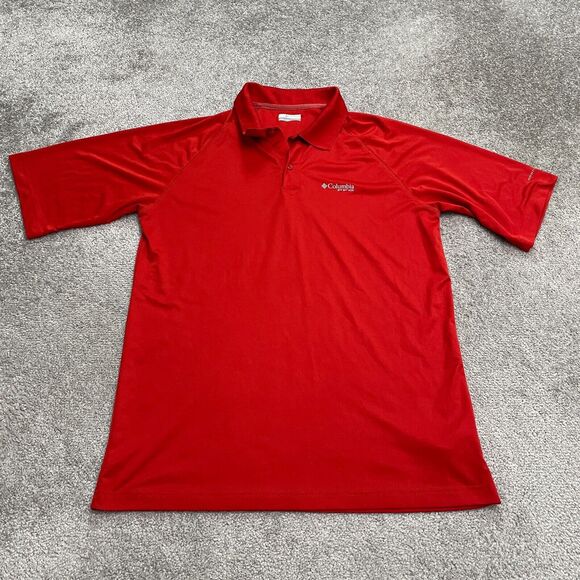 Columbia PFG Omni Shade Terminal Tackle Polo Shirt Men Large Orange Short Sleeve - Picture 1 of 13